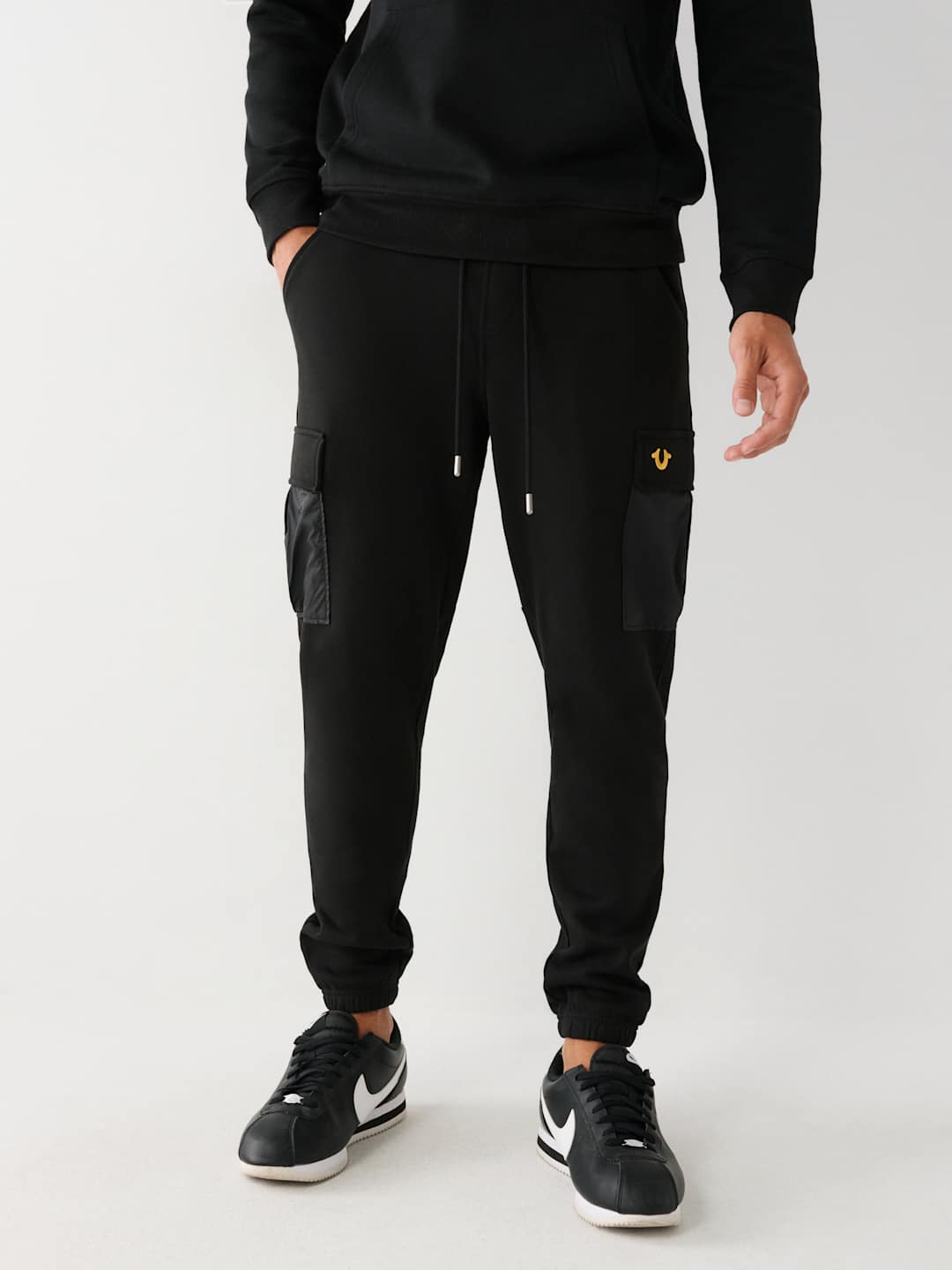 True Religion Track Pants Cargo Revolt Jet Black