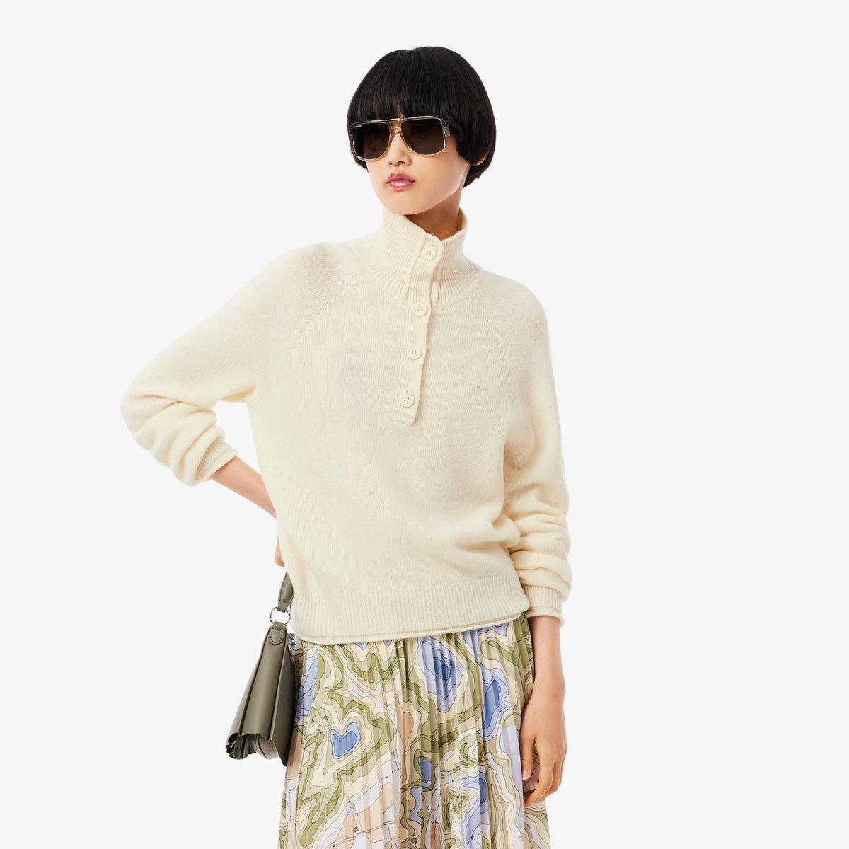 Lacoste Carded Wool High Neck Sweater