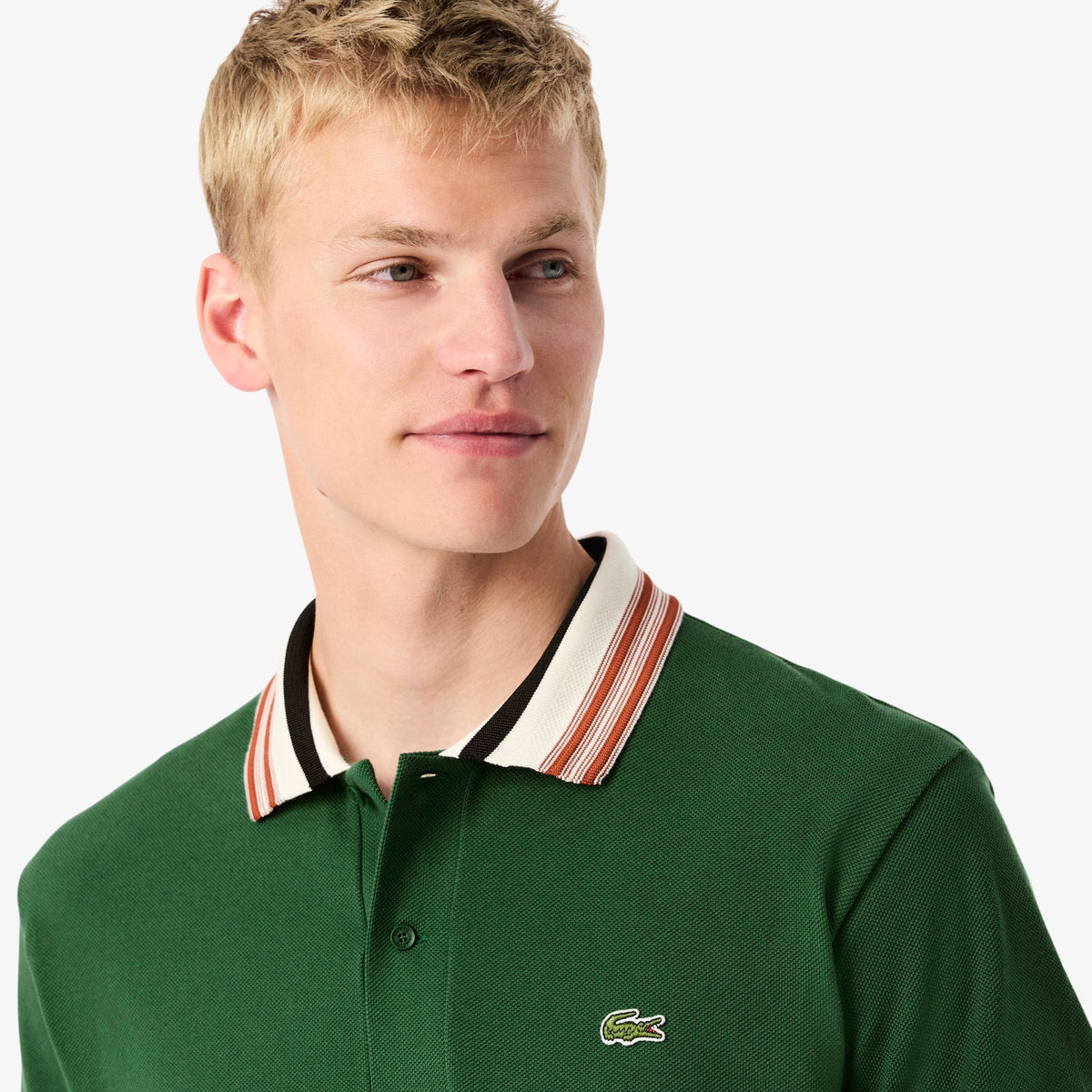 Lacoste French Made Classic Fit Stripe Collar Polo Shirt - view 3