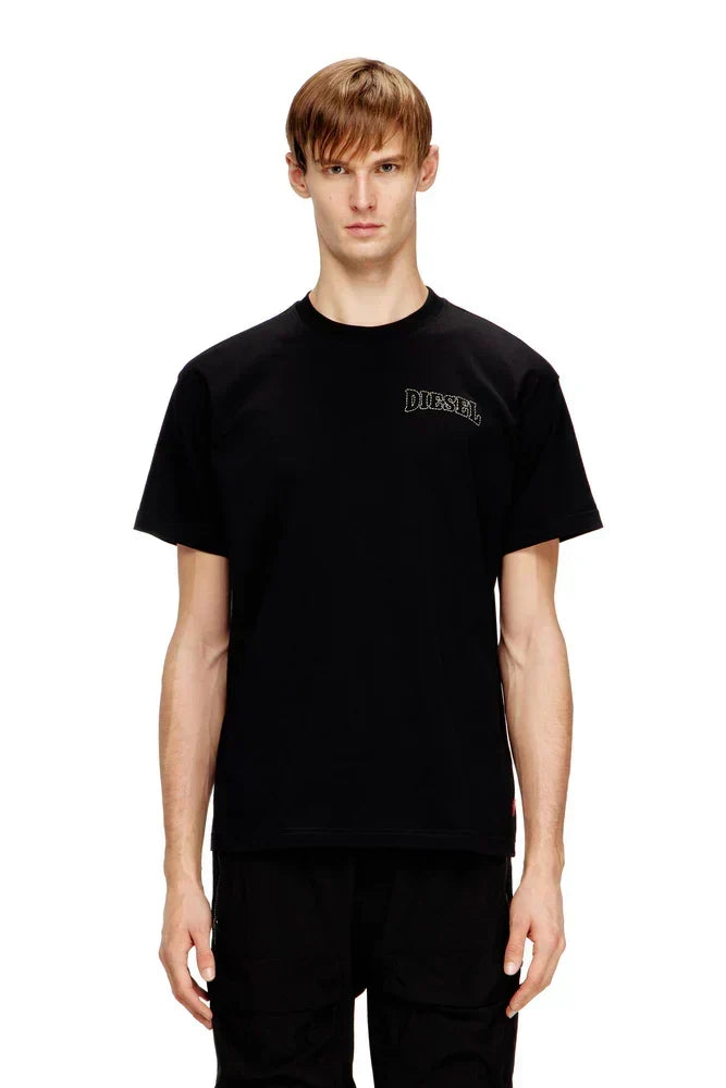 Regular cotton T-shirt with Diesel embroidery