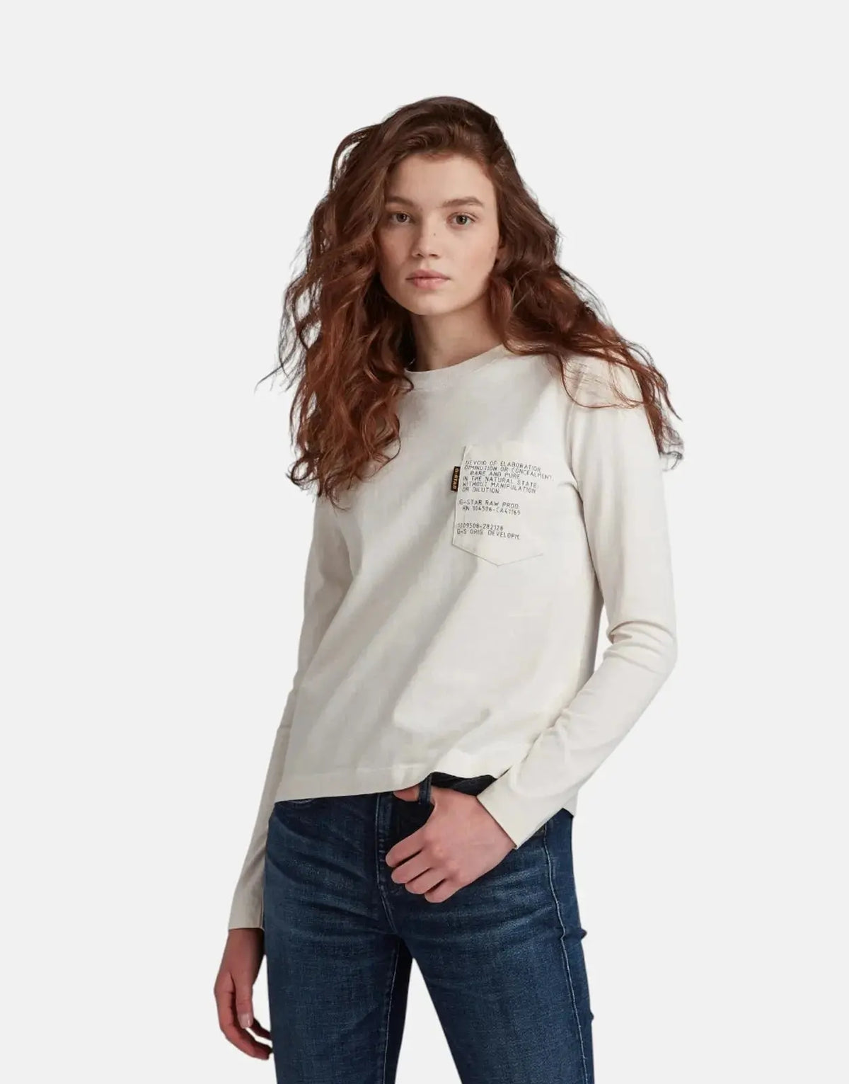 G-Star RAW Text Pocket Loose Milk Top