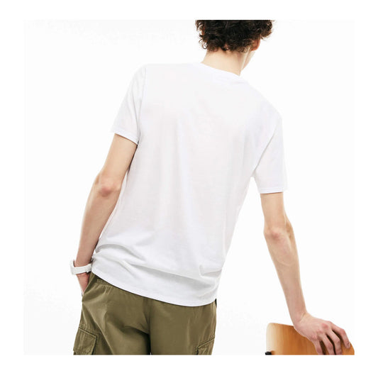 Lacoste Mens Pima Cotton V-Neck T-Shirt TH6710-001 White