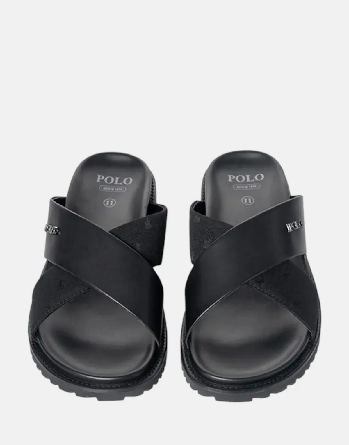 Polo Cross Strap Jacquard Black Sandals - view 4