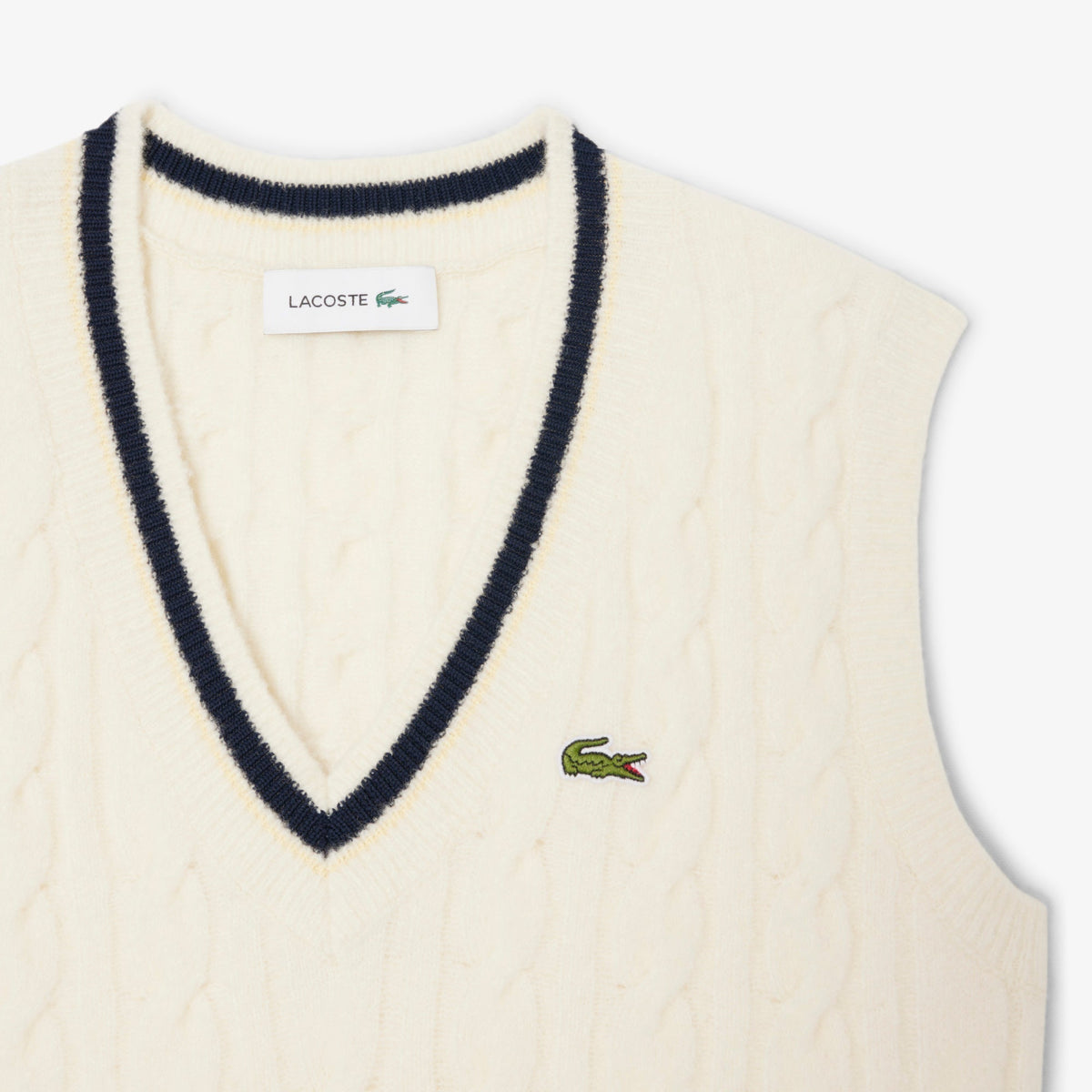 Lacoste Cable Knit Wool Sweater Vest - view 6