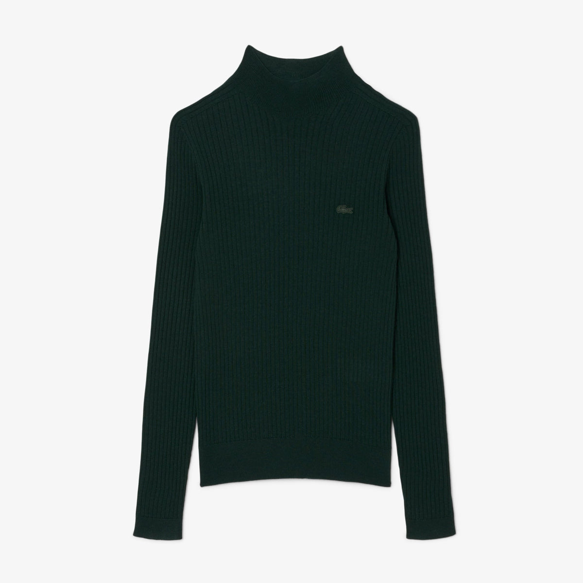 Lacoste High Neck Ribbed Knit Merino Wool Sweater - view 3