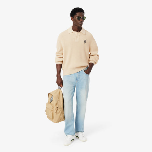 Lacoste Badge Accent Pearl Rib Polo Collar Sweater - view 2
