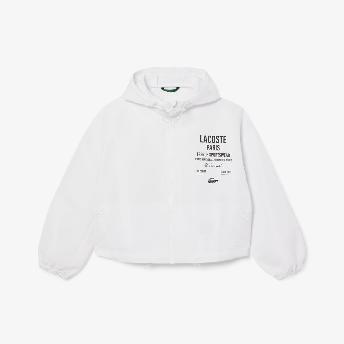 Lacoste Cropped Zip-Up Hooded Jacket