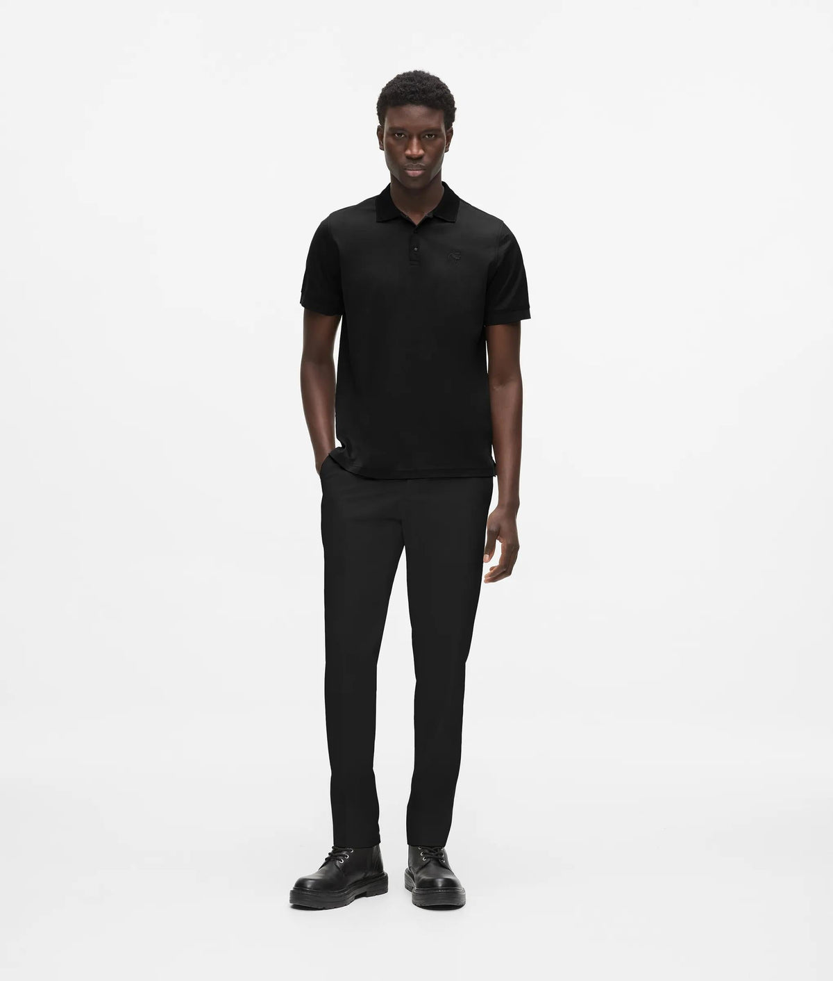 Square-button polo shirt