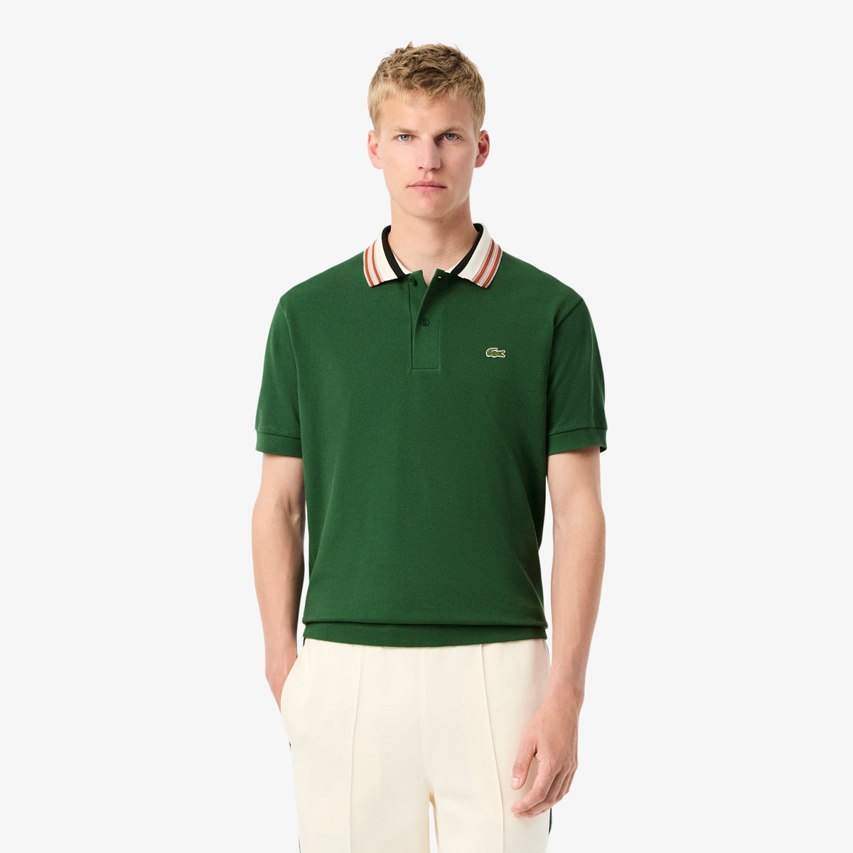 Lacoste French Made Classic Fit Stripe Collar Polo Shirt