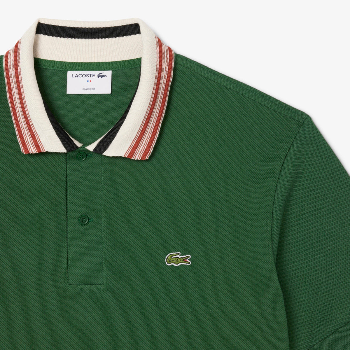 Lacoste French Made Classic Fit Stripe Collar Polo Shirt - view 6