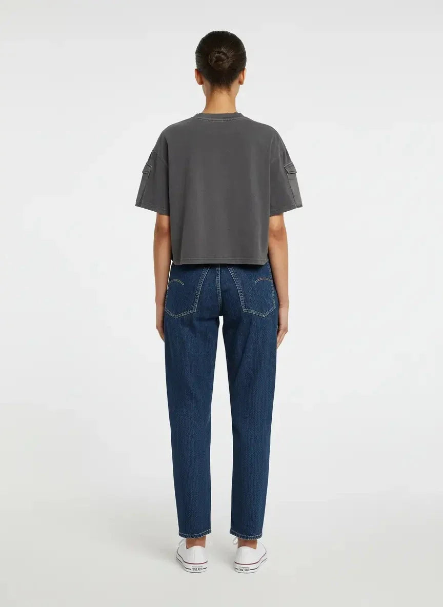 G-Star RAW Washed Mix Boxy Black Cropped T-Shirt - view 2