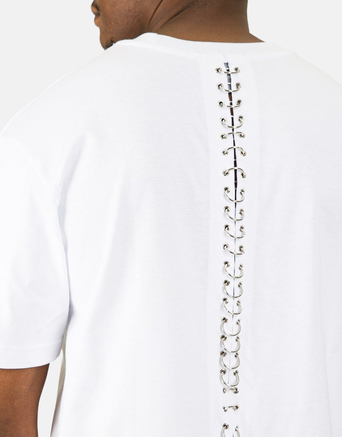 Les Hommes Black Label Back Pierce White T-Shirt - view 2