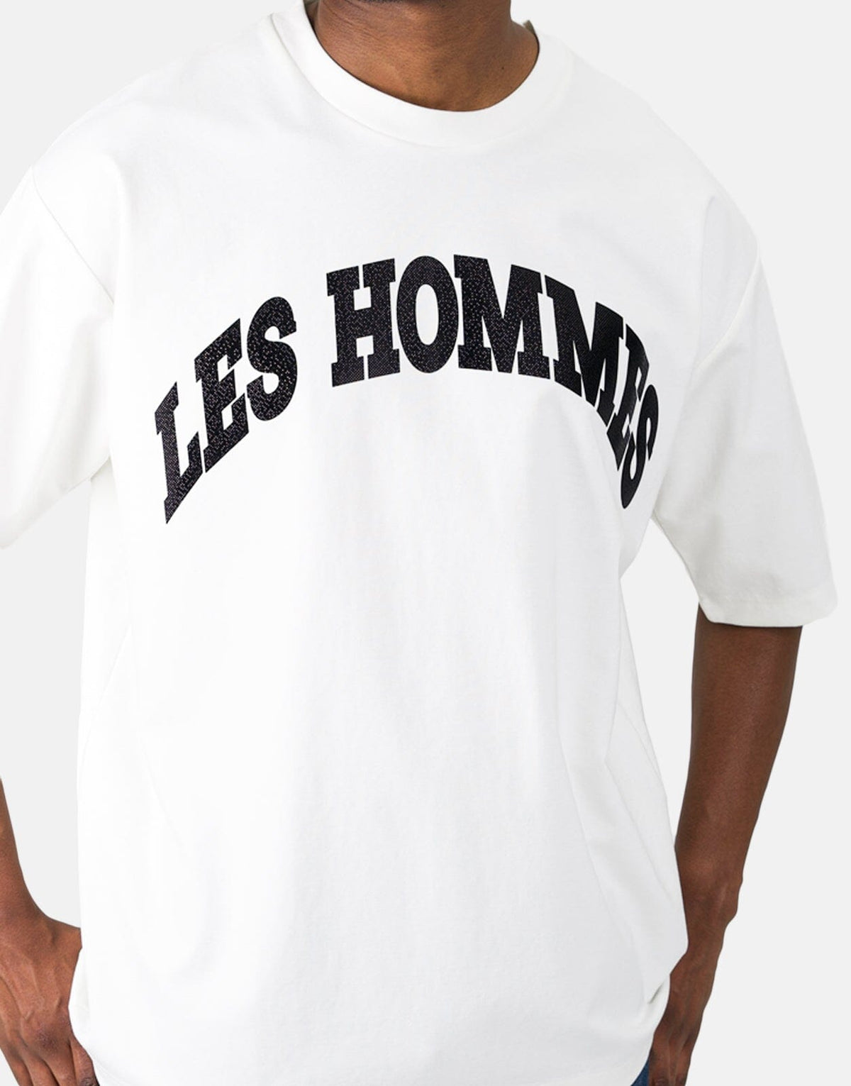 Les Hommes Glitter Logo White T-Shirt - view 4