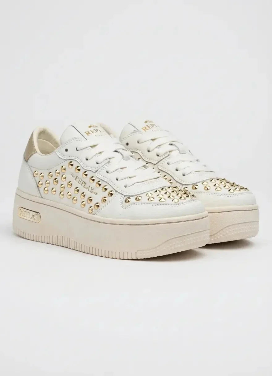 Replay Epic High Studs Off Wht Platinum Sneakers - view 2