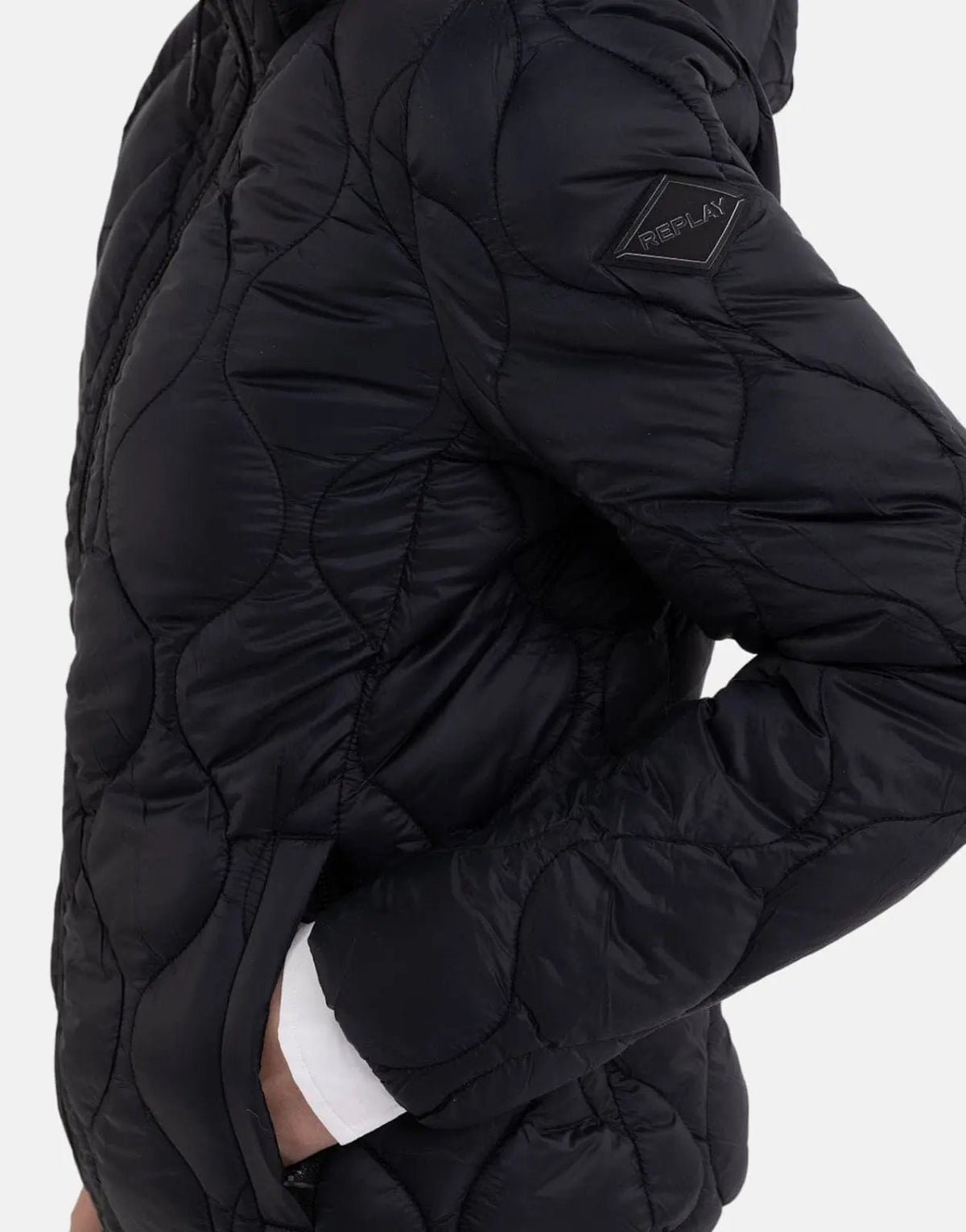 Replay Recycled Quilted Black Ladies Jacket - view 4