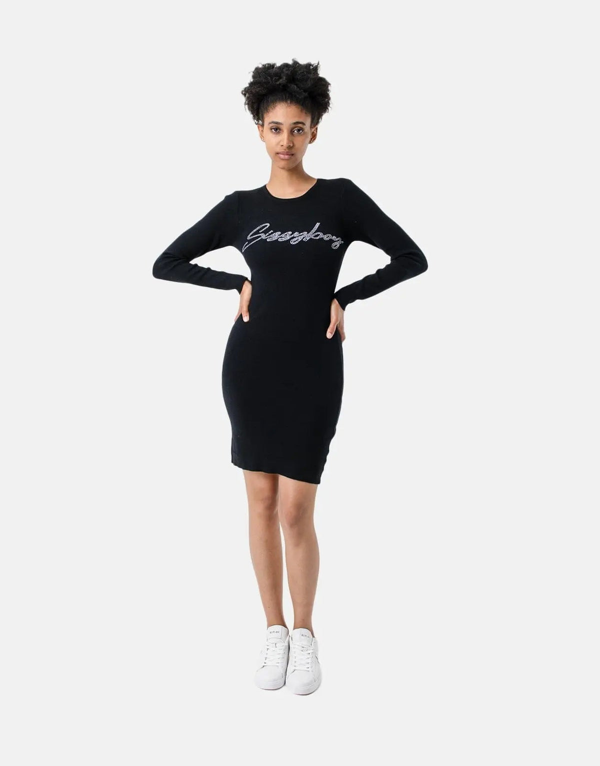 Sissy Boy Knitted Bling Logo Dress Black